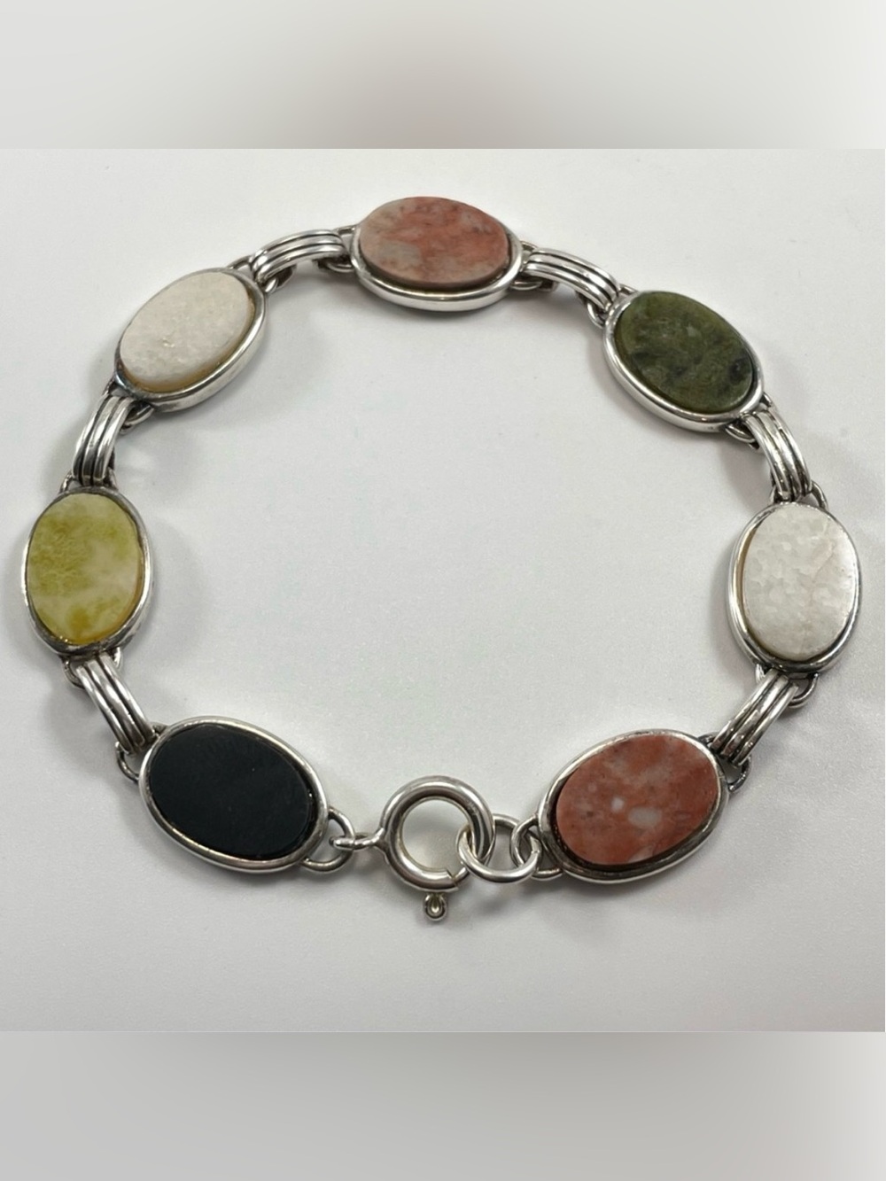 Vintage Onyx Tennis Bracelet | Red Green White Onyx 925  Sterling Silver